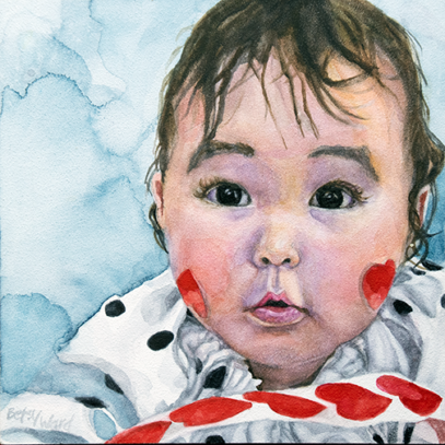 Baby with Heart Stickers