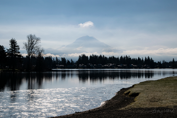 Icy Lake Tapps with Mt. Rainier