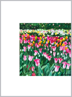 Multicolor Tulips Right of Card Card