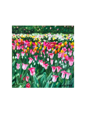 Multicolor Tulips Centered in Card